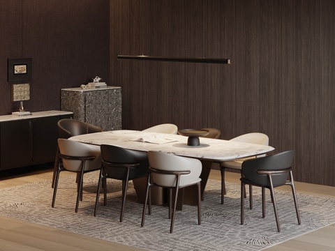  意式餐桌椅3d模型 