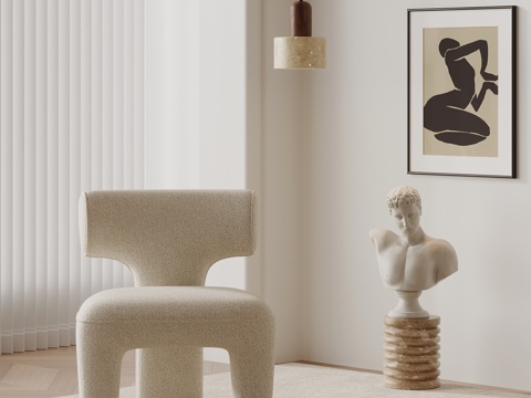  现代奶油风休闲椅 雕塑摆件3d模型 