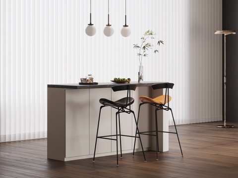 现代吧台 水吧台 吧椅su模型