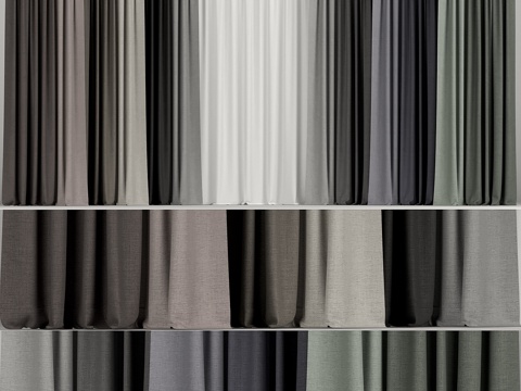  多色窗帘套装附薄纱3d模型 