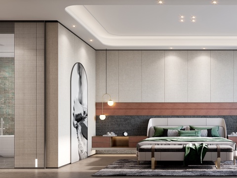  现代主卧室3d模型 