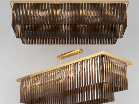  贝拉菲古拉大型双层矩形烟熏吊灯3d模型 