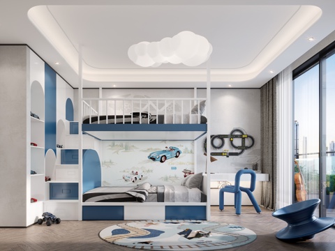  现代儿童孩房3d模型 