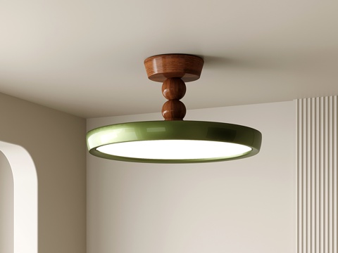  中古风吸顶灯 卧室吸顶灯 圆盘吸顶灯3d模型 