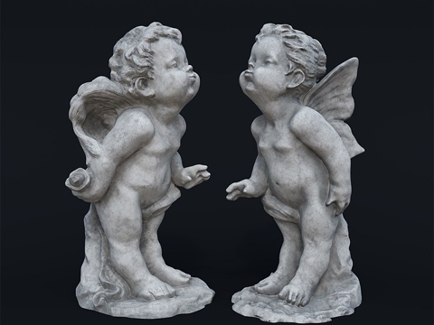  花园雕塑天使之吻3d模型 