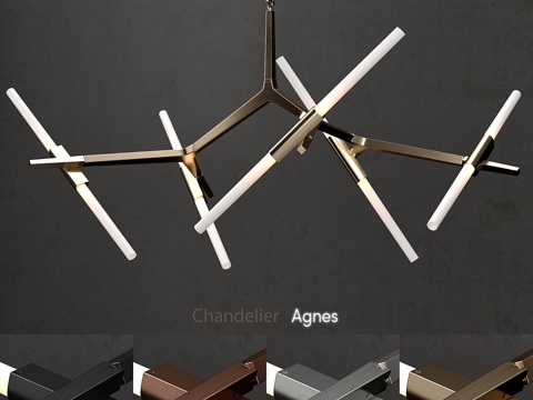  Agnes十灯十色吊灯3d模型 