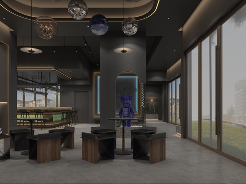  酒吧吧台沙发桌椅3d模型 