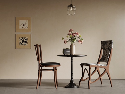 中古风洽谈桌椅su模型