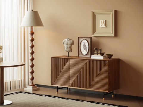 中古风玄关柜 边柜 端景柜su模型