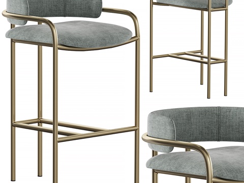  West Elm-Lenox天鹅绒吧凳3d模型 