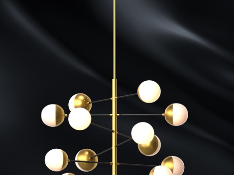  乳金色树形吊灯3d模型 