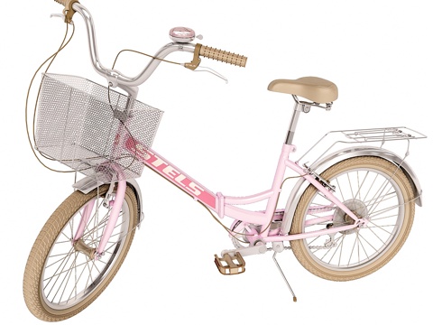 粉色折叠自行车 Stels Pilot3d模型 