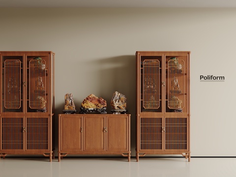  新中式展示柜 装饰柜  博古架3d模型 