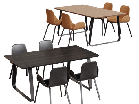 现代桌椅组合 餐桌组合 办公桌椅 长桌 休闲桌椅su模型