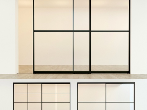  滑动隔断门 93d模型 