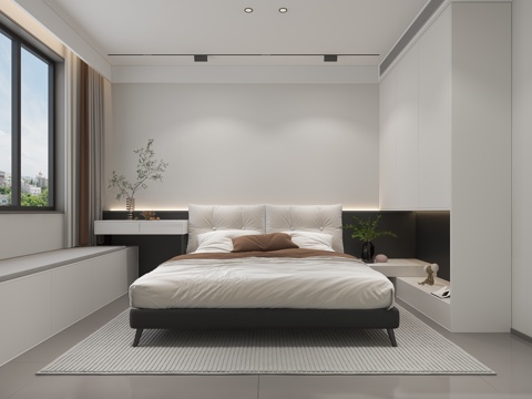  现代卧室床3d模型 