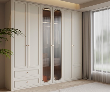  法式奶油风衣柜3d模型 