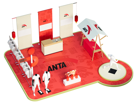 现代安踏展台 摊位su模型