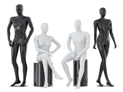  四尊无面人偶 313d模型 