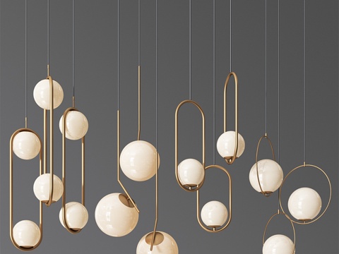  天花灯系列3 - 4款3d模型 