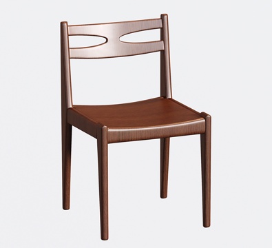 中古实木餐椅 休闲书桌椅 复古单椅 靠背椅su模型