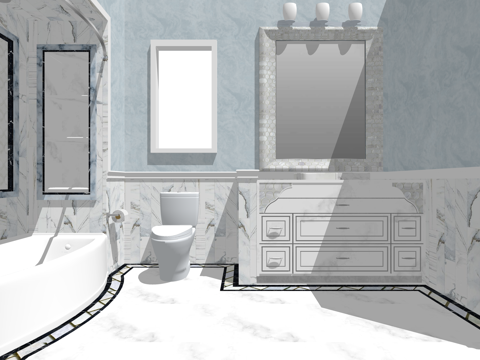 卫浴 厕所 淋浴头 家装 浴缸 卫生间 公寓 淋浴su模型