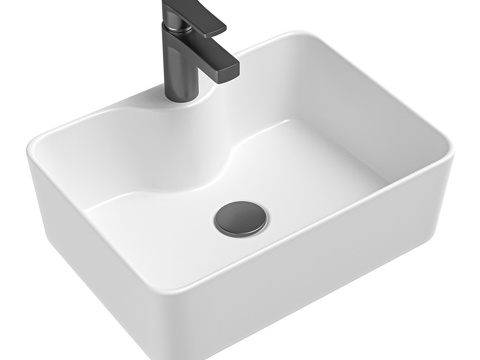  现代陶瓷方形台盆 洗手盆3d模型 