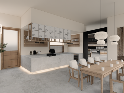 咖啡店 奶茶店 最新全套施工图 效果图合集cad施工图