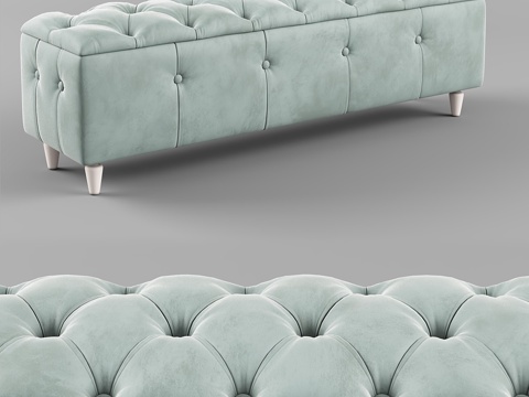  经典软垫织物脚凳3d模型 