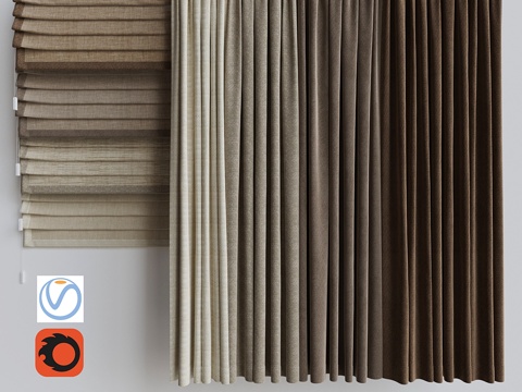  窗帘套装 + 罗马帘套装 2. Bei3d模型 