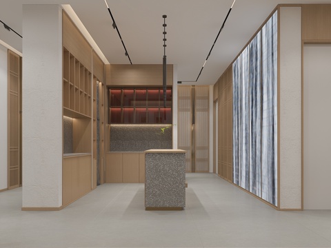  休闲水吧区过道景观3d模型 