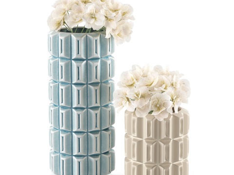  凯莉·霍彭几何花瓶 高矮套装3d模型 