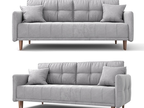  沙发床Tadeusz，灰色，丝绒材质，来自Hoff3d模型 