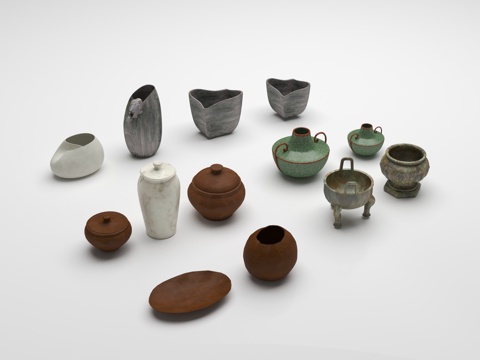  瓷器 古董 青铜器 陶器3d模型 