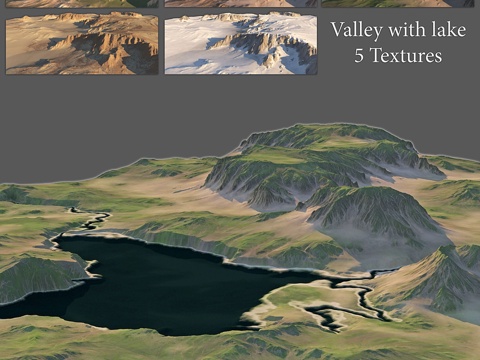  湖泊山谷（5种纹理）3d模型 