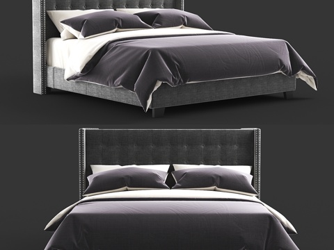  iNSP品牌Melina绗缝亚麻翼背床3d模型 