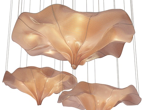  新中式轻奢金属网装饰吊灯3d模型 