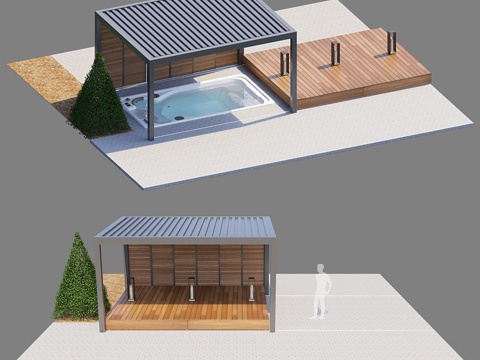  藤架休闲区  藤架庭院3d模型 