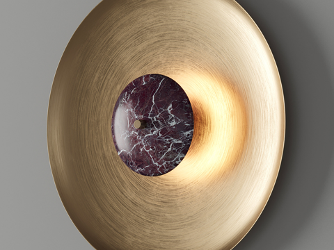  新中式轻奢圆盘金属装饰壁灯3d模型 