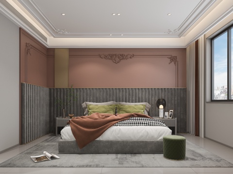  法式卧室床3d模型 