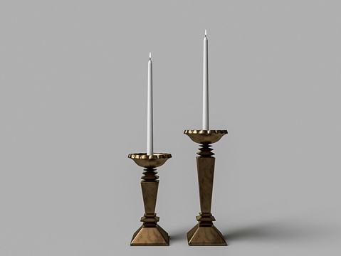 现代铜烛台 蜡烛3d模型 