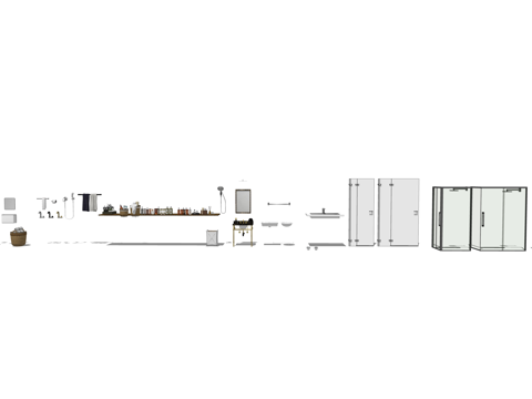 卫浴 厕所 淋浴头 家装 浴缸 卫生间 公寓 淋浴su模型