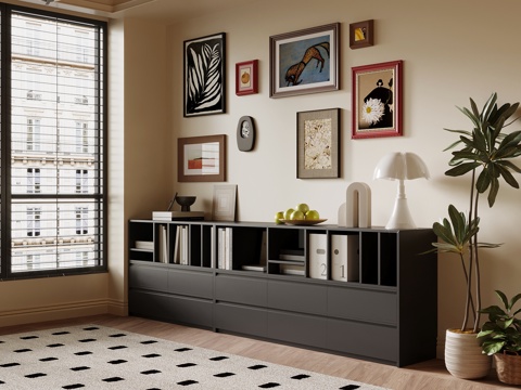 中古风边柜su模型