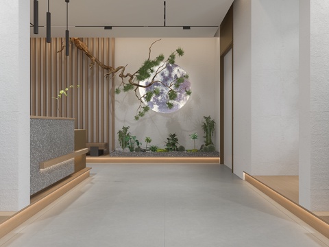  前厅吧台玄关景观3d模型 