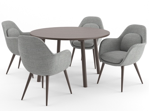  弗雷德里西亚Swoon扶手椅+Taro餐桌3d模型 