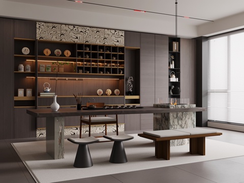  意式茶室su模型 