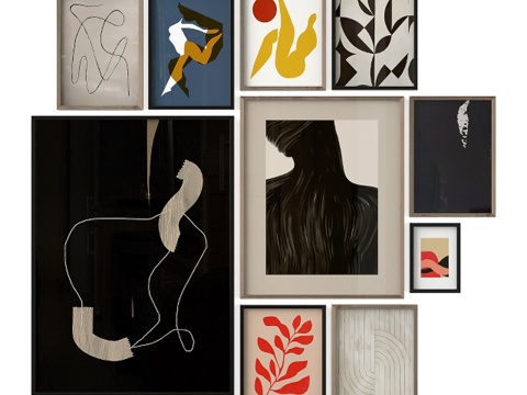  抽象海报套装093d模型 