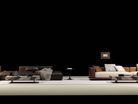 现代意式三人沙发 现代意式沙发 落地灯 画su模型