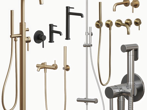  现代轻奢淋浴花洒 水龙头3d模型 