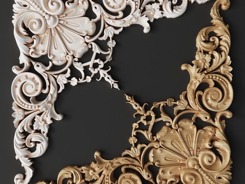  N-357雕花转角垫3d模型 